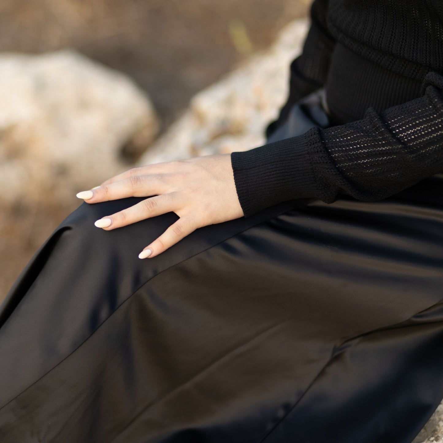 2023 Fall High Quality Customized Women Stain Skirt Black Color 3 Sizes, #1044