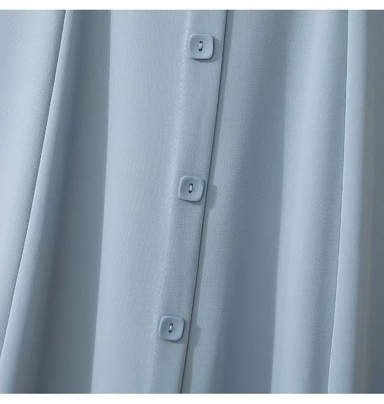 2023 New Spring-Summer Solid Color Versatile Draping Suit Material Simple Fashion A-Line Button Slim High Waist Skirt