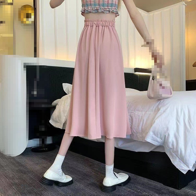 2023 New Spring-Summer Solid Color Versatile Draping Suit Material Simple Fashion A-Line Button Slim High Waist Skirt