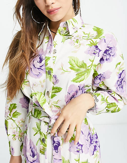 ASOS DESIGN twill maxi shirt dress in floral print