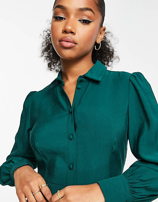 Nobody's Child Tatianna midi shirt dress in emerald green