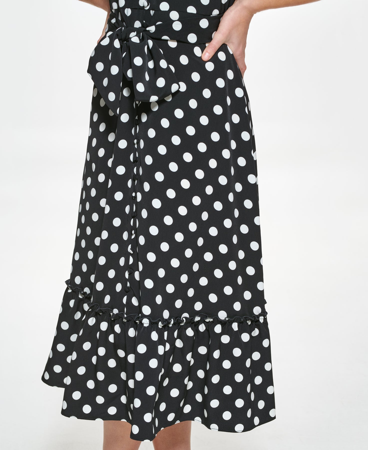 Polka Dot Silky Crepe Midi Dress