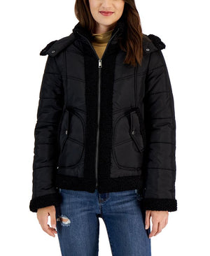 Maralyn & Me - Juniors' Fleece-Trim Hooded Puffer Coat