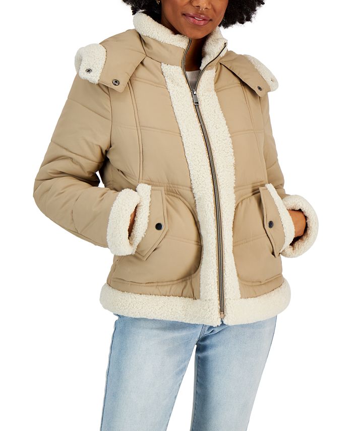 Maralyn & Me - Juniors' Fleece-Trim Hooded Puffer Coat