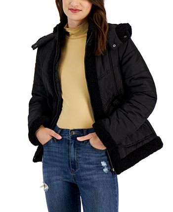 Maralyn & Me - Juniors' Fleece-Trim Hooded Puffer Coat