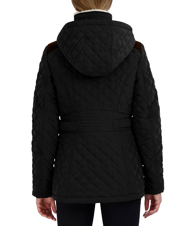 Laundry by Shelli Segal - Petite Faux-Fur-Lined Hooded Quilted Coat