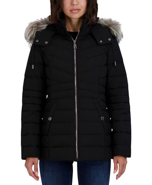 Nautica - Women's Hooded Faux-Fur-Trim Puffer Coat