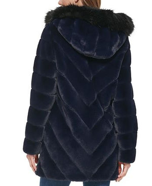 Calvin Klein - Petite Hooded Faux-Fur Coat