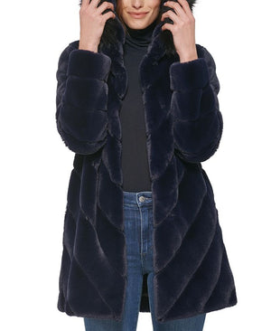 Calvin Klein - Petite Hooded Faux-Fur Coat