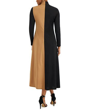 Anne Klein - Women's Colorblock Twist-Neck Long-Sleeve Midi Dress