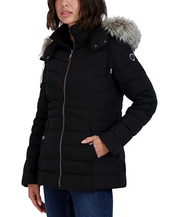 Nautica - Women's Hooded Faux-Fur-Trim Puffer Coat