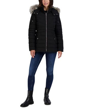 Nautica - Women's Hooded Faux-Fur-Trim Puffer Coat