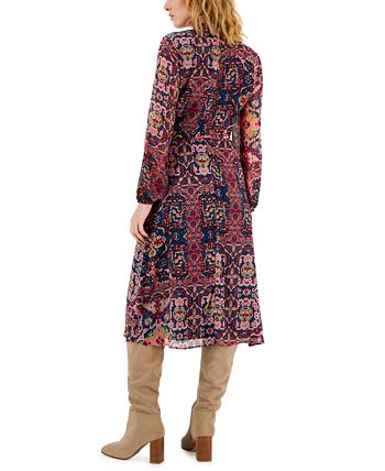 Tahari ASL - Women's Tapestry-Print Chiffon Midi Dress