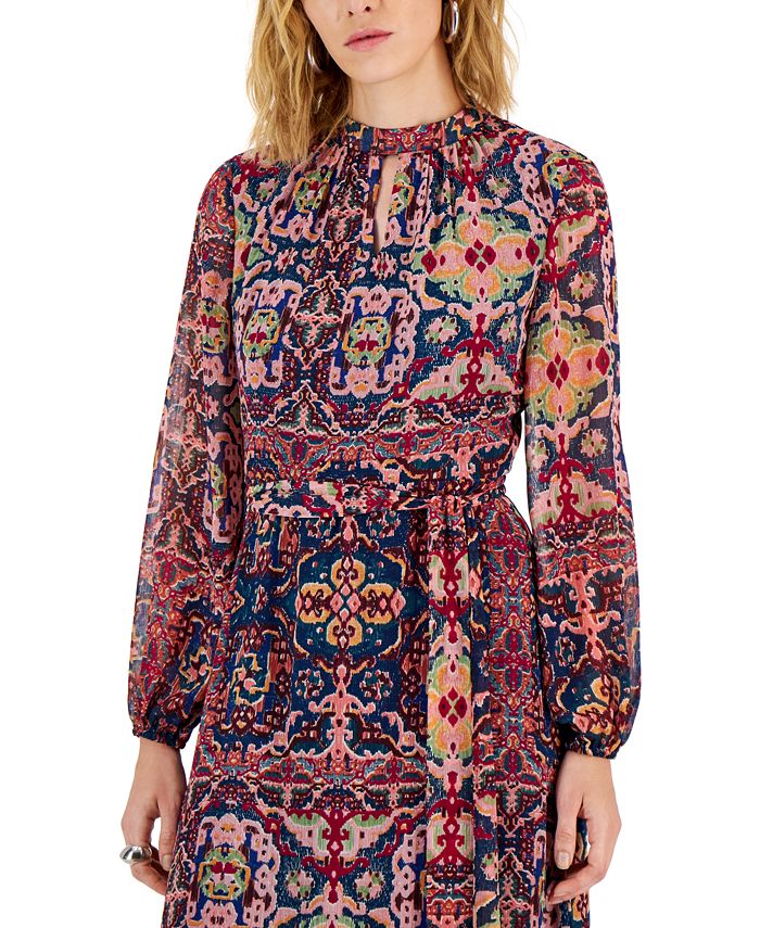 Tahari ASL - Women's Tapestry-Print Chiffon Midi Dress