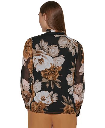 Calvin Klein - Women's Long Sleeve Floral Blouse