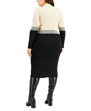 Taylor - Plus Size Colorblocked Midi Sweater Dress