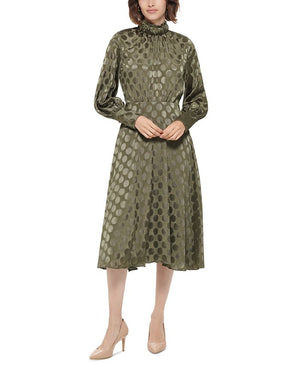 Calvin Klein - Women's Tonal Dot-Print Blouson-Sleeve A-Line Dress