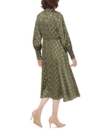 Calvin Klein - Women's Tonal Dot-Print Blouson-Sleeve A-Line Dress