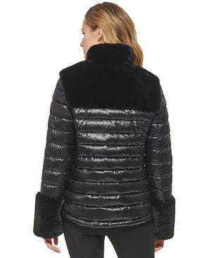 DKNY - Women's Zip-Front Faux-Fur-Trimmed Puffer Jacket