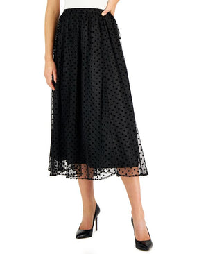 Anne Klein - Women's Flocked-Dot Midi Skirt