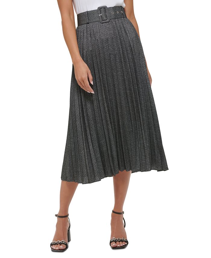 Calvin Klein - Women's Metallic Pleated Midi Skirt