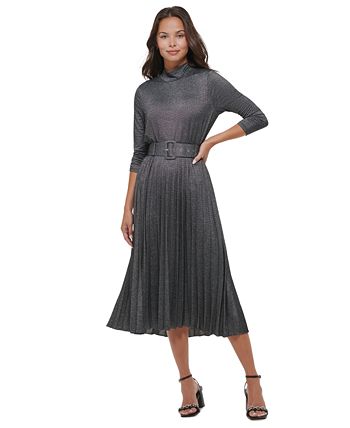 Calvin Klein - Women's Metallic Pleated Midi Skirt