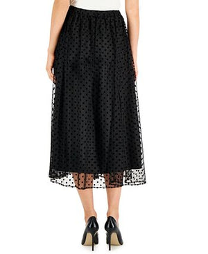 Anne Klein - Petite Jacquard-Dot Pull-On Shirred Mesh Skirt