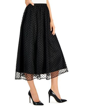 Anne Klein - Women's Flocked-Dot Midi Skirt