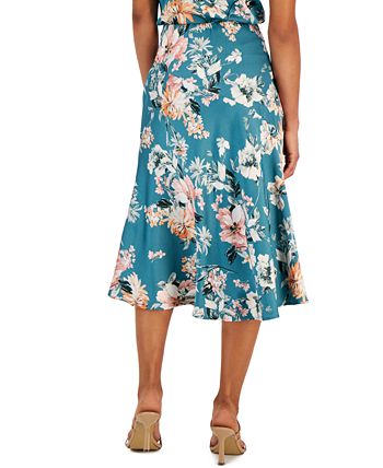 Tahari ASL - Women's Floral-Print Side-Zip Midi Skirt