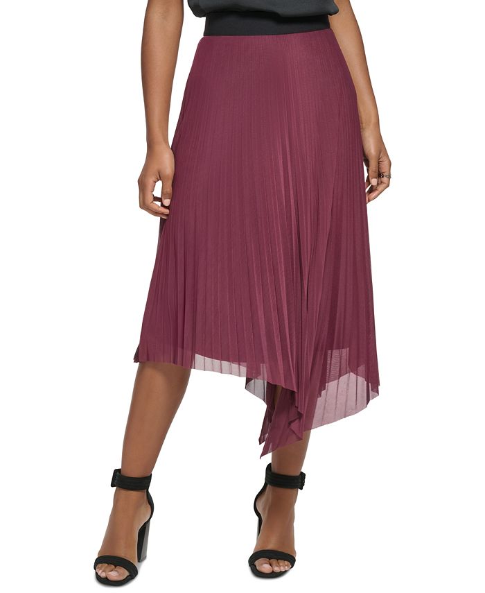 Calvin Klein - Women's Asymmetrical Hem Pleated Midi Skirt