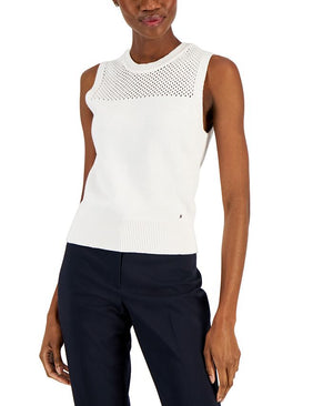 Tommy Hilfiger - Women's Cotton Mesh Yoke Sleeveless Top