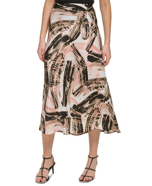 DKNY - Women's Printed Ruched Satin Skirt