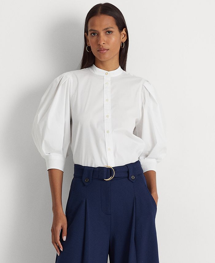 Lauren Ralph Lauren - Women's Cotton Blouson-Sleeve Shirt