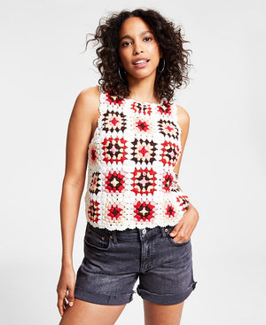 Lucky Brand - Women's Cotton Granny Square Crochet Vest