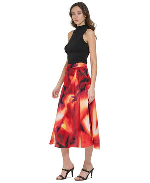 DKNY - Women's Printed Ruched Satin Skirt