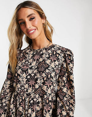 People Tree x V&A maxi smock dress in tapestry print