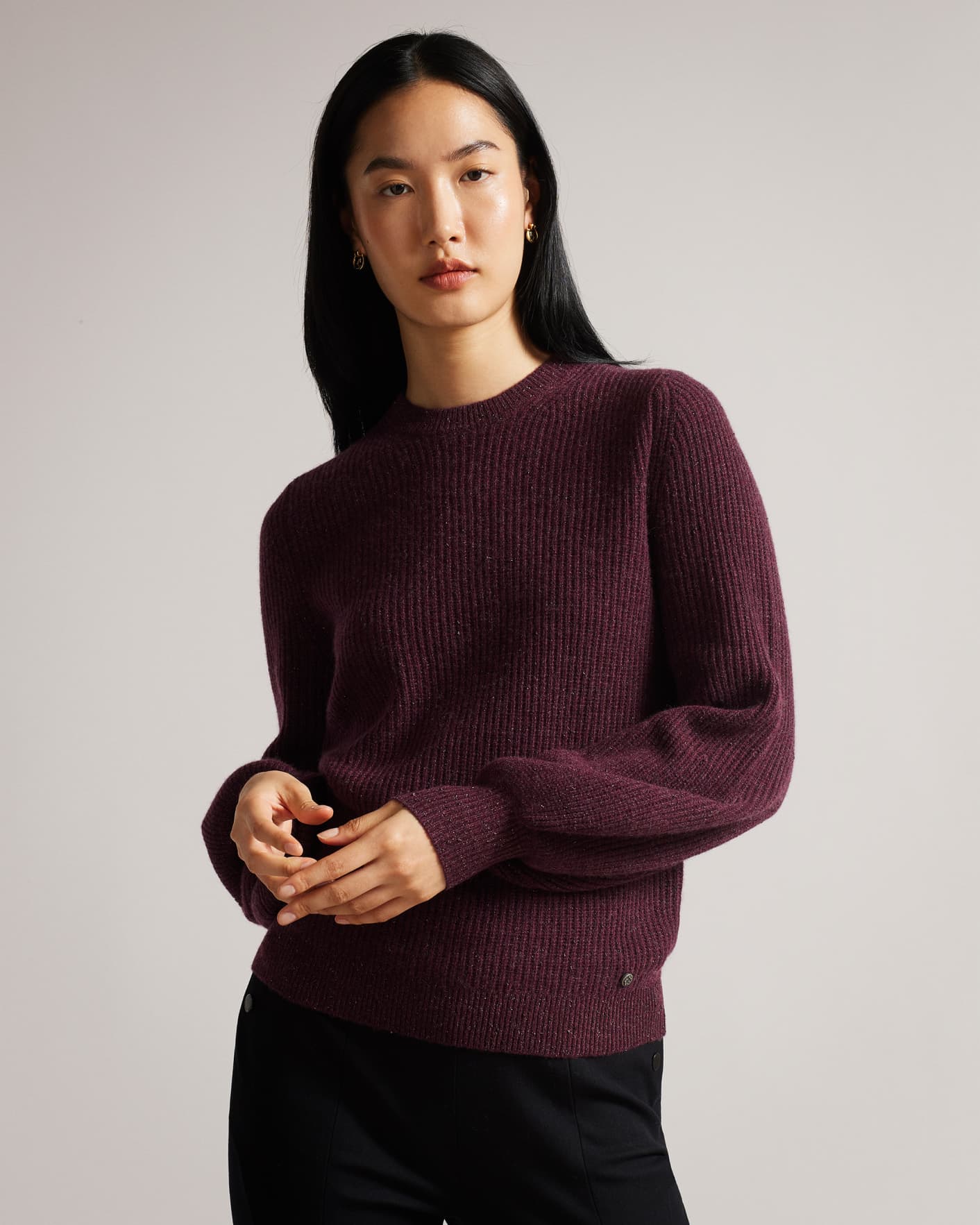 Deep Purple Cashmere And Lurex Blend Jumper Ted Baker