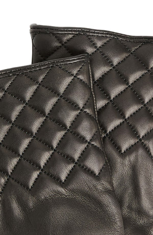 Bruno Magli Diamond Quilt Cashmere Lined Leather Gloves, Alternate, color, BLACK