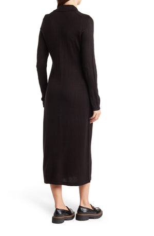 CALVIN KLEIN Button-Up Midi Sweater Dress, Alternate, color, BLACK