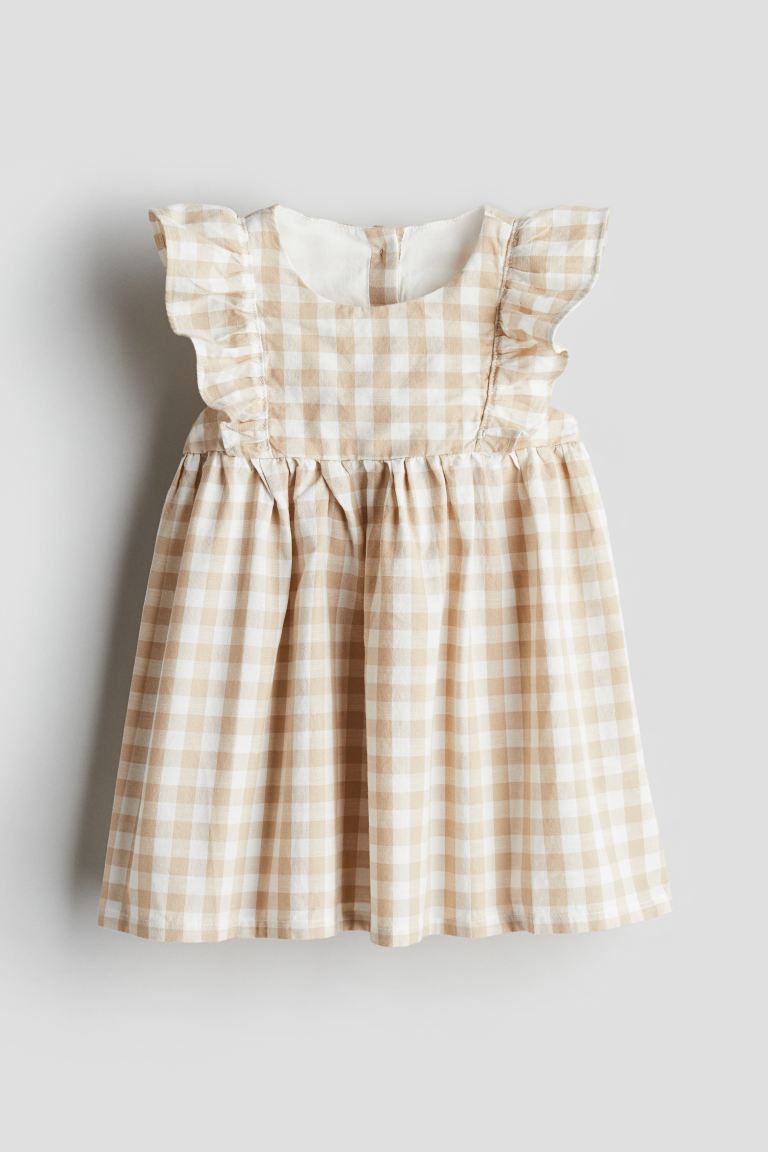 Flounce-trimmed Cotton Dress