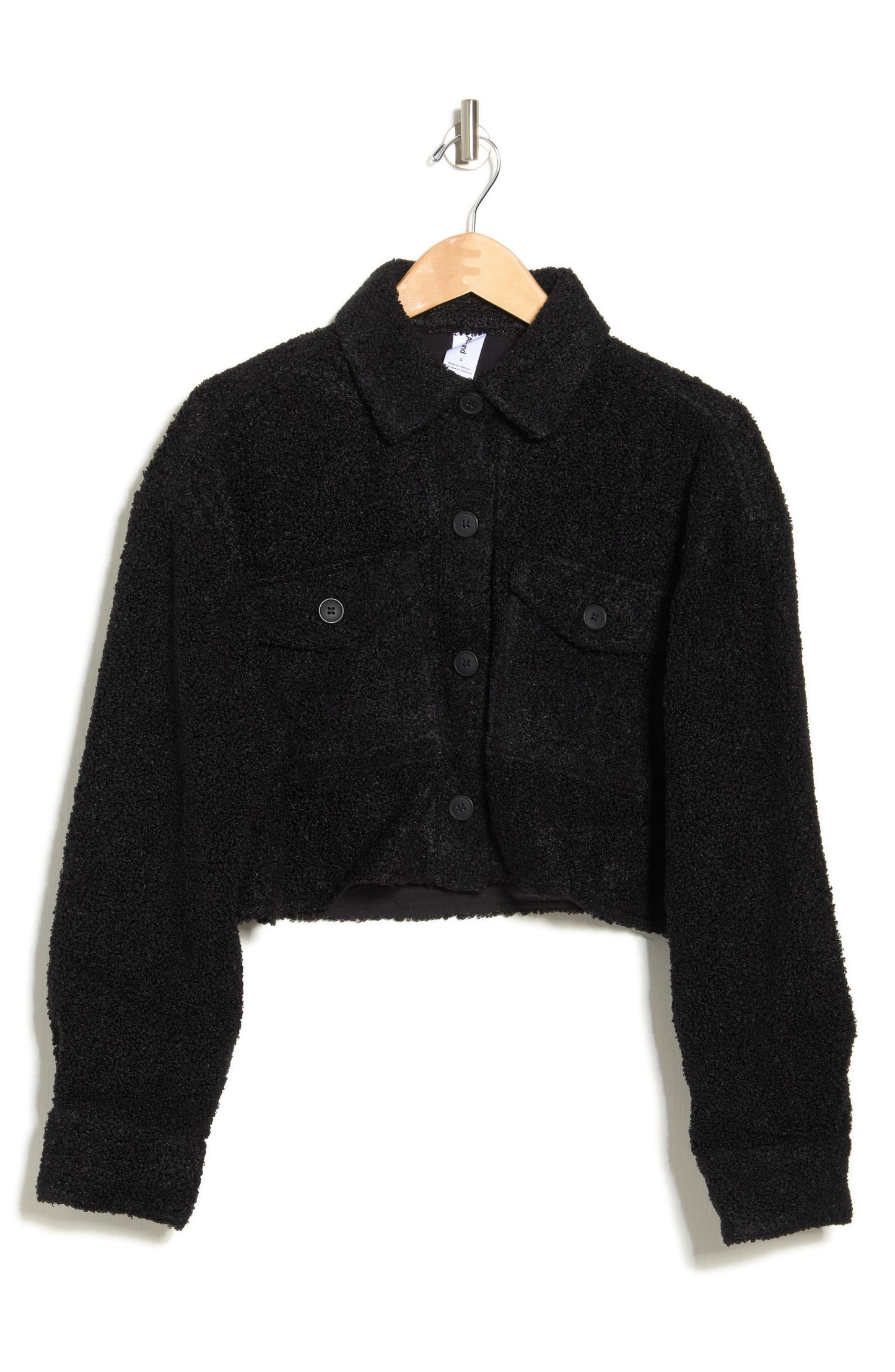 ABOUND Cropped Faux Shearling Jacket, Alternate, color, BLACK