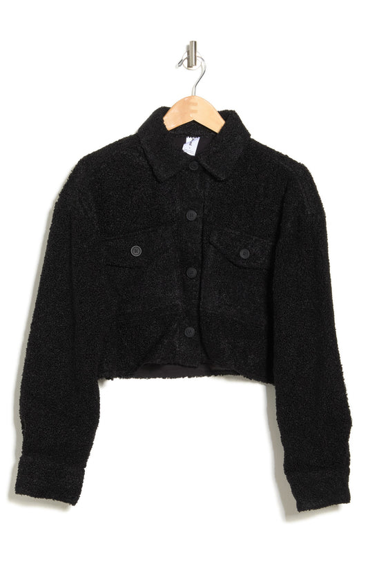 ABOUND Cropped Faux Shearling Jacket, Alternate, color, BLACK