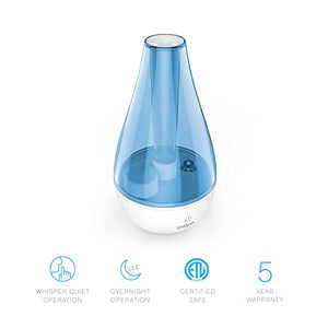 Pure Enrichment MistAire Studio Ultrasonic Cool Mist Humidifier - Compact Overnight Operation for Small Rooms, 2 Mist Settings, Optional Night Light, & Auto Shut-Off - For Offices, Nurseries, & Plants