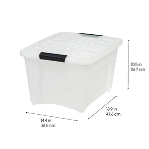 IRIS USA 6 Pack 32qt Plastic Storage Bin with Lid and Secure Latching Buckles, Pearl