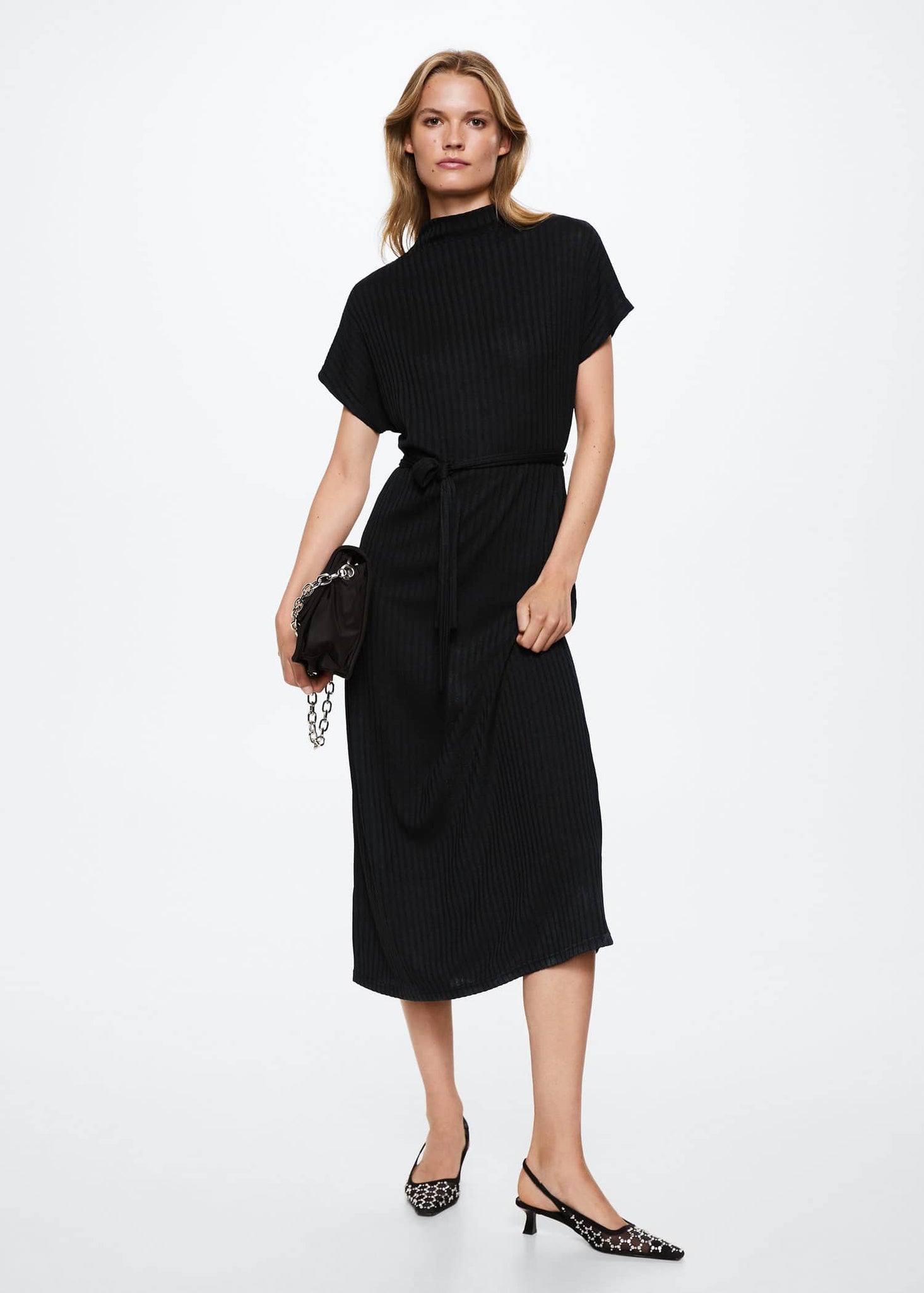 Ribbed midi dress - General plane