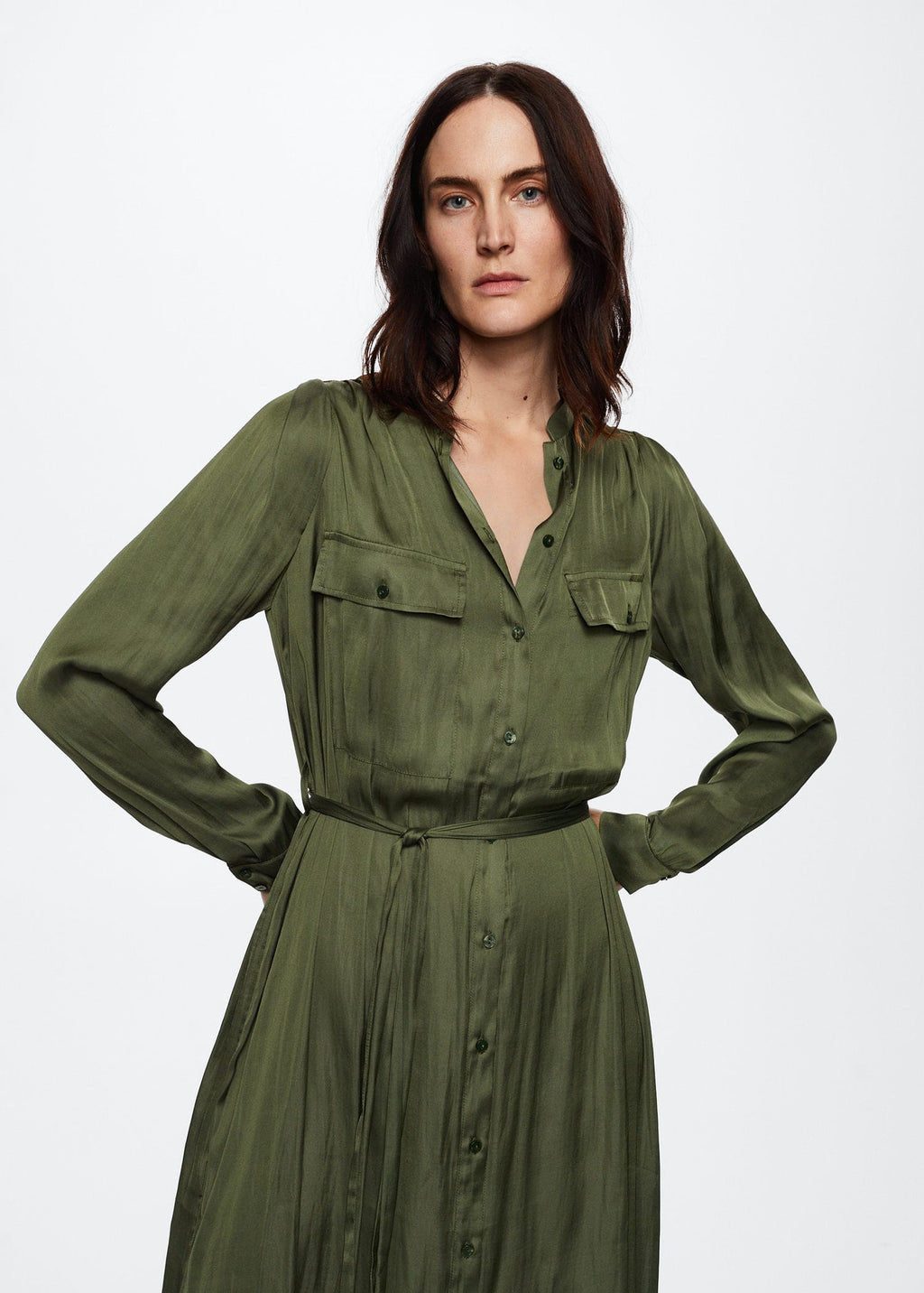 Satin shirt dress - Medium plane