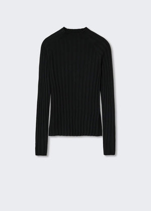 High collar ribbed knit  sweater - Article without model