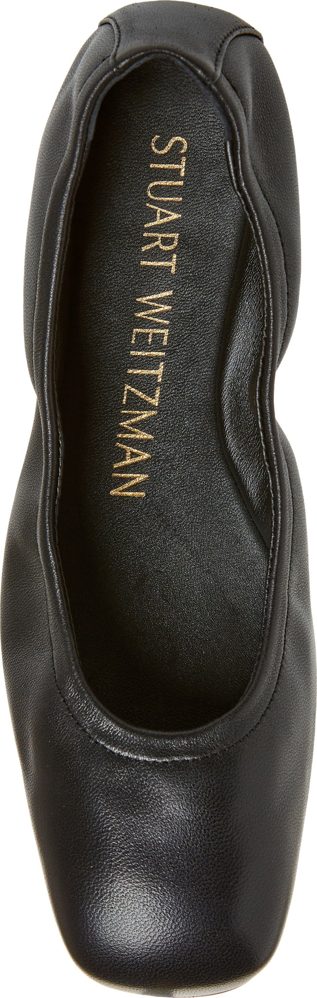 Stuart Weitzman Leather Ballet Flat, Alternate, color, BLACK