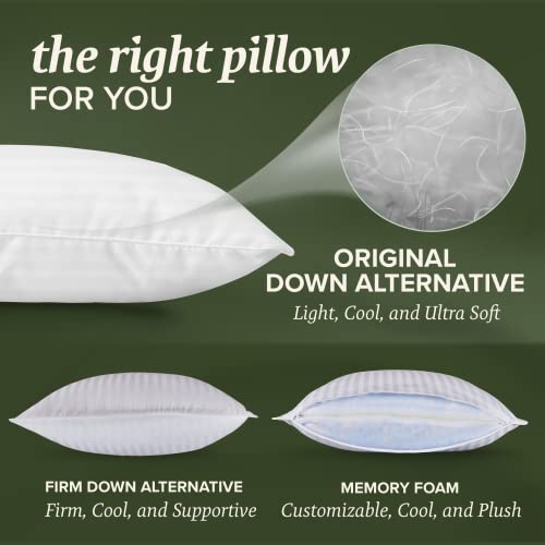 Beckham Hotel Collection Bed Pillows Standard / Queen Size Set of 2 - Down Alternative Bedding Gel Cooling Pillow for Back, Stomach or Side Sleepers