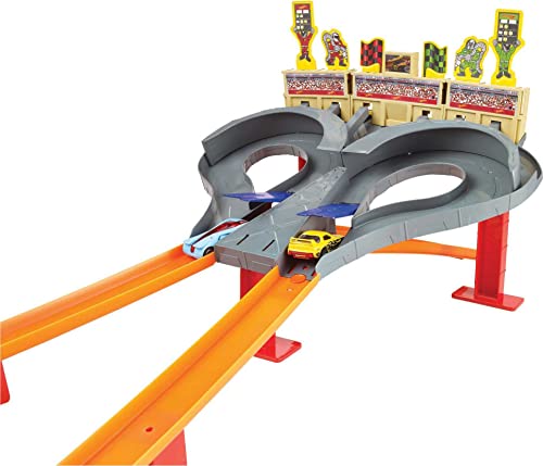 Hot Wheels Toy Car Track Set Super Speed Blastway, Dual-Track Racing for 1 or 2 Players, 1:64 Scale Car